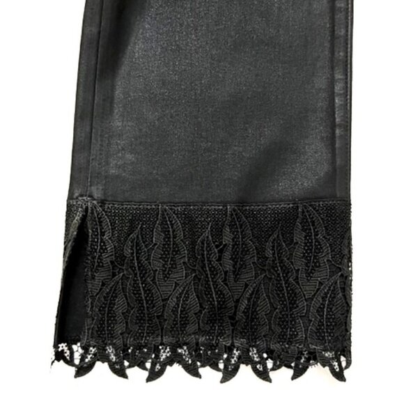 J Brand Selena Coated Lace-Detail Crop Bootcut Jeans in Black Out - Picture 4 of 7